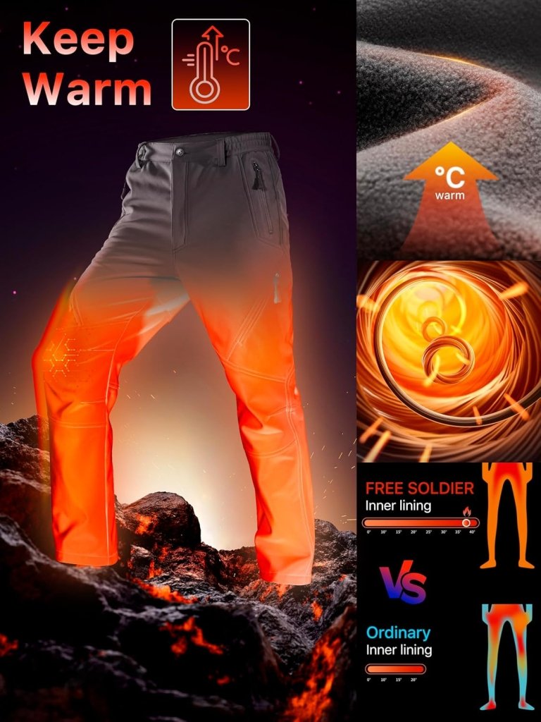 Load image into Gallery viewer, Free Soldier Winterskibroek voor heren, waterdicht, winddicht, softshell, gevoerd met fleece, voor wandelen. - happygetfit.com
