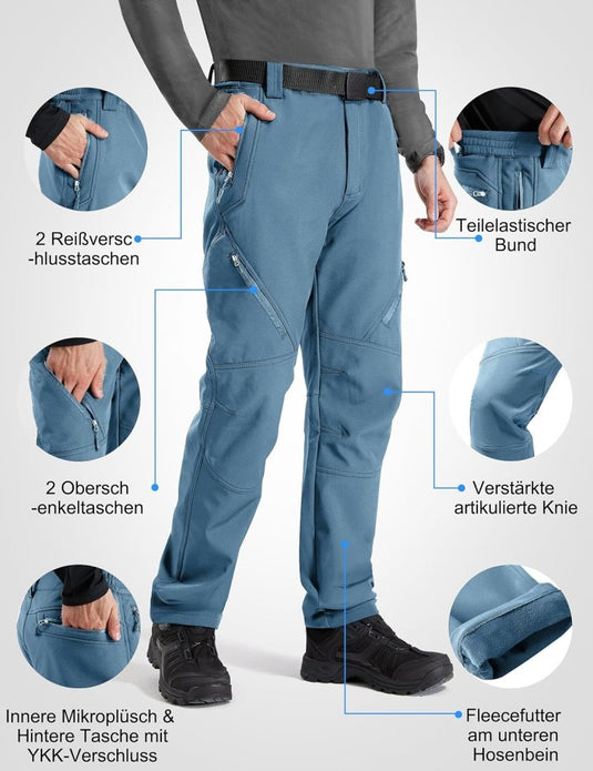 Free Soldier Winterskibroek voor heren, waterdicht, winddicht, softshell, gevoerd met fleece, voor wandelen. - happygetfit.com
