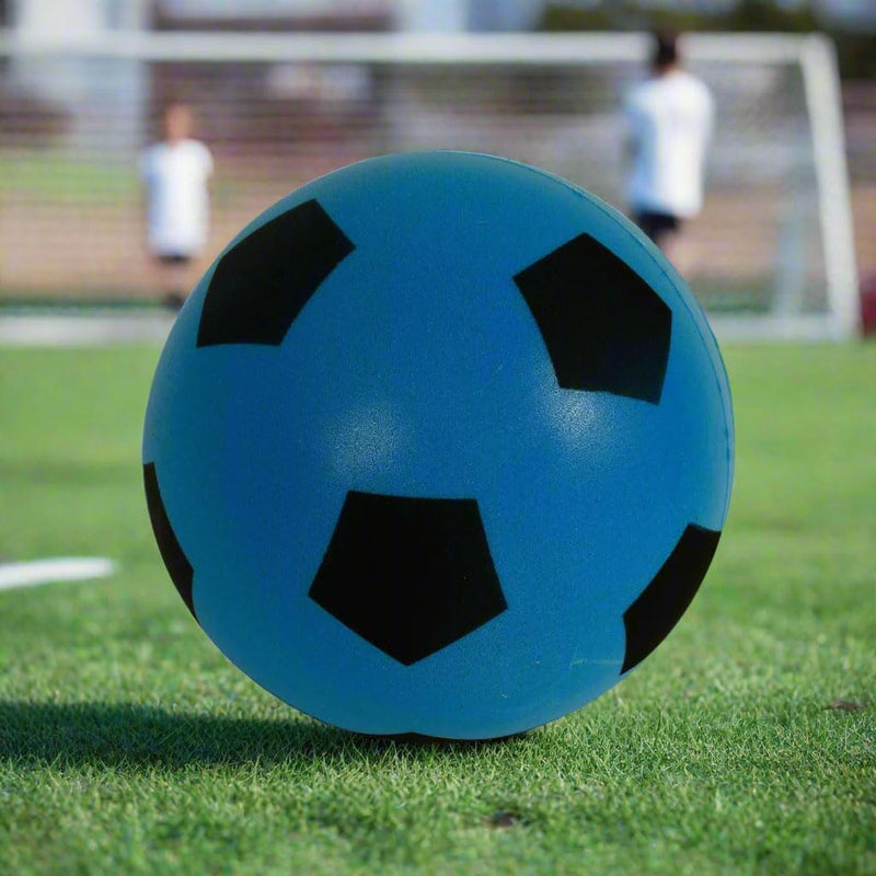 Laad afbeelding in Galerijviewer, Fun Sport 20cm Football Indoor/Outdoor BLUE Soft Sponge Foam Soccer Ball Size 5 - happygetfit.com
