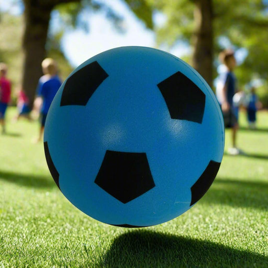 Fun Sport 20cm Football Indoor/Outdoor BLUE Soft Sponge Foam Soccer Ball Size 5 - happygetfit.com