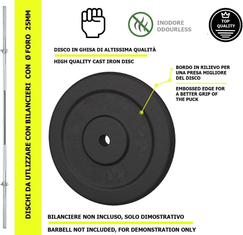 Load image into Gallery viewer, G5 HT SPORT Halterschijven van gietijzer, gatdiameter: 25 mm, voor sportschool en thuisgymnastiek, 0,5 tot 20 kg, voor halters en lange halters - happygetfit.com
