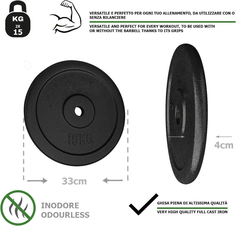 Load image into Gallery viewer, G5 HT SPORT Halterschijven van gietijzer, gatdiameter: 25 mm, voor sportschool en thuisgymnastiek, 0,5 tot 20 kg, voor halters en lange halters - happygetfit.com
