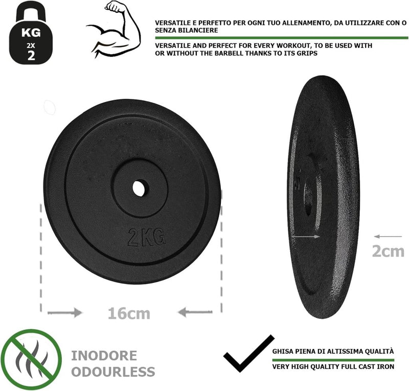 Load image into Gallery viewer, G5 HT SPORT Halterschijven van gietijzer, gatdiameter: 25 mm, voor sportschool en thuisgymnastiek, 0,5 tot 20 kg, voor halters en lange halters - happygetfit.com
