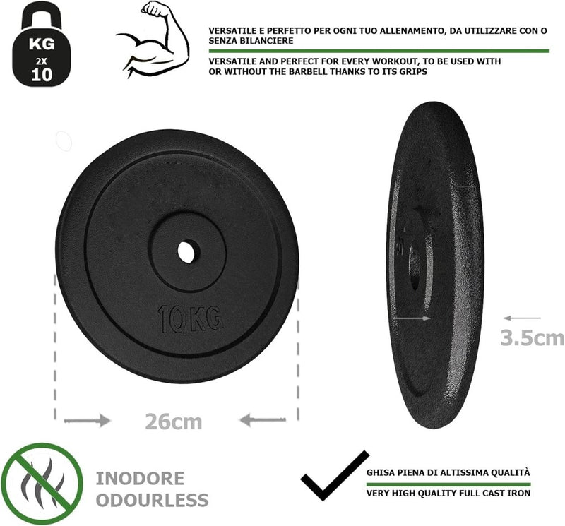 Load image into Gallery viewer, G5 HT SPORT Halterschijven van gietijzer, gatdiameter: 25 mm, voor sportschool en thuisgymnastiek, 0,5 tot 20 kg, voor halters en lange halters - happygetfit.com

