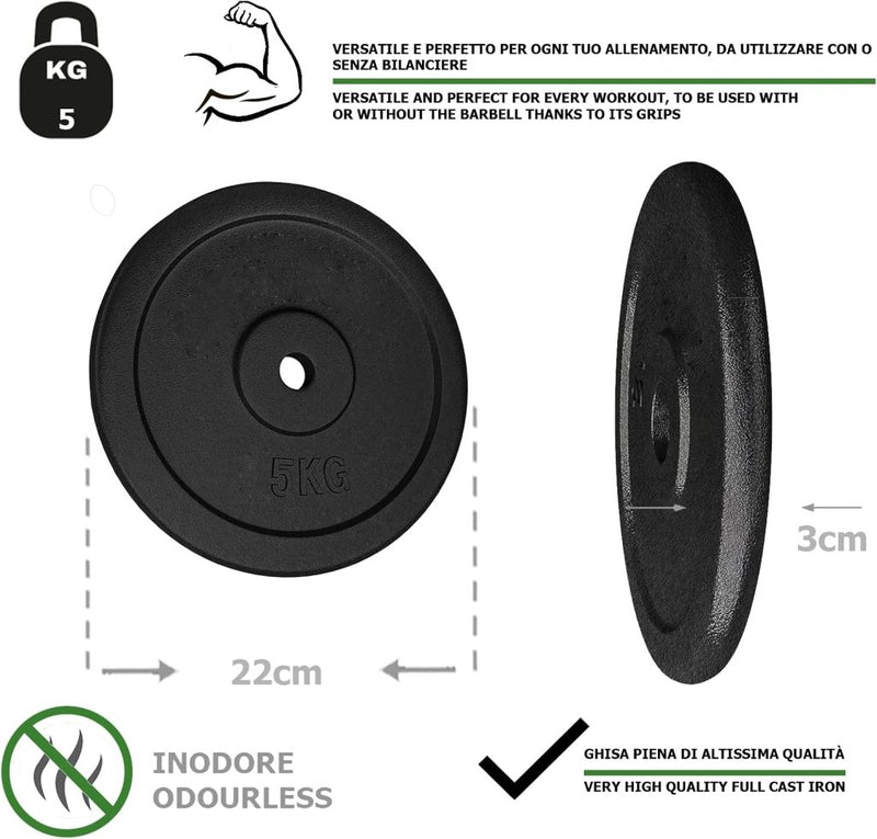 Load image into Gallery viewer, G5 HT SPORT Halterschijven van gietijzer, gatdiameter: 25 mm, voor sportschool en thuisgymnastiek, 0,5 tot 20 kg, voor halters en lange halters - happygetfit.com
