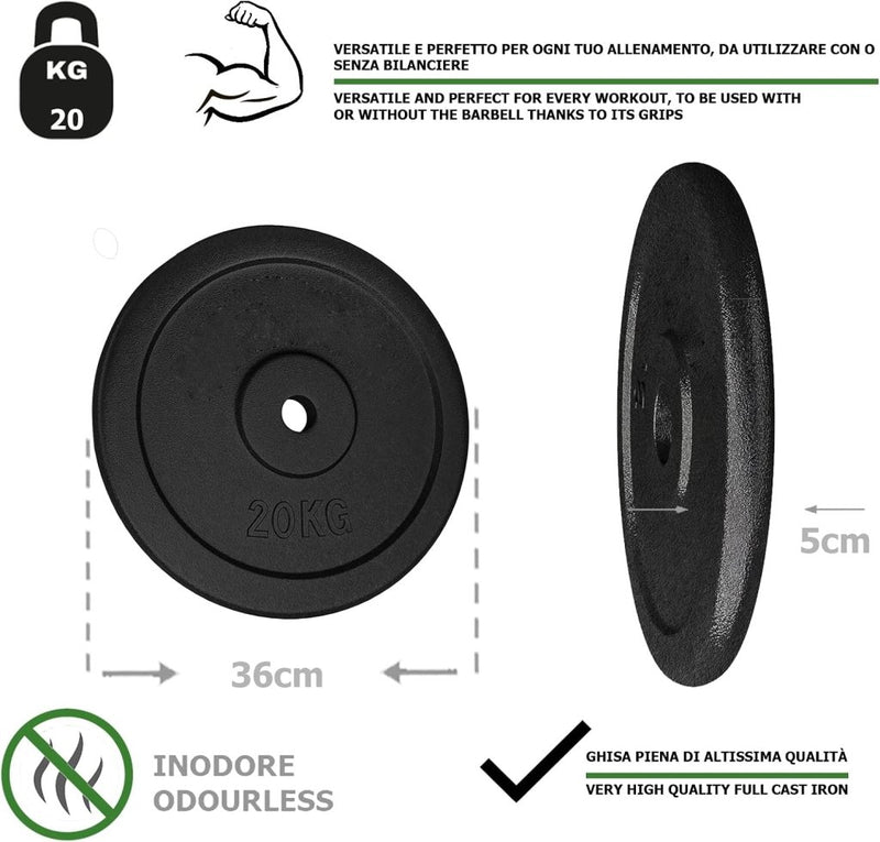 Load image into Gallery viewer, G5 HT SPORT Halterschijven van gietijzer, gatdiameter: 25 mm, voor sportschool en thuisgymnastiek, 0,5 tot 20 kg, voor halters en lange halters - happygetfit.com
