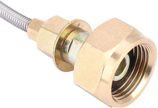 Gasfles adapter met koperen aansluiting en nylon slang van 110 cm voor campingkooktoestellen – LPG adapter – kampeerbenodigdheden - happygetfit.com