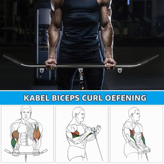 Gebogen lat pulldown bar met EVA handgrepen tot 136 kg – kabelstang – fitness accessoire - happygetfit.com