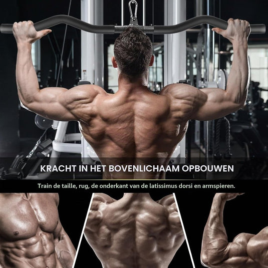 Gebogen lat pulldown bar met EVA handgrepen tot 136 kg – kabelstang – fitness accessoire - happygetfit.com
