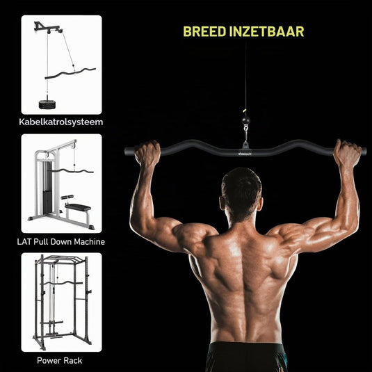 Gebogen lat pulldown bar met EVA handgrepen tot 136 kg – kabelstang – fitness accessoire - happygetfit.com