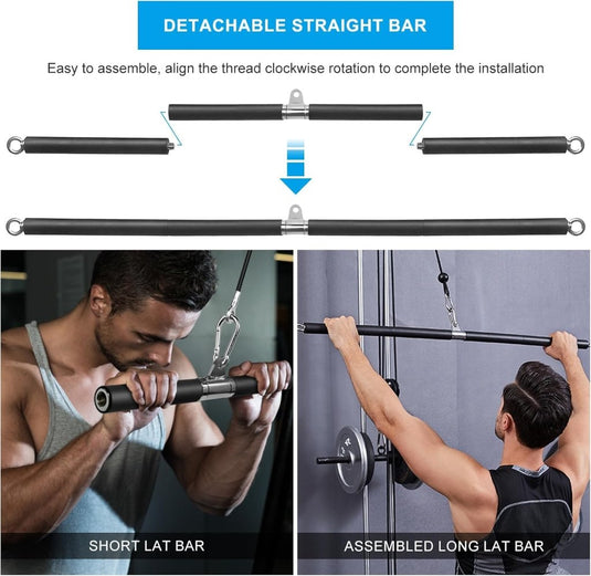 Gebogen lat pulldown bar met EVA handgrepen tot 136 kg – kabelstang – fitness accessoire - happygetfit.com