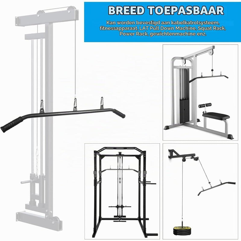 Załaduj obraz do przeglądarki galerii, Gebogen lat pulldown bar met EVA handgrepen tot 136 kg – kabelstang – fitness accessoire - happygetfit.com

