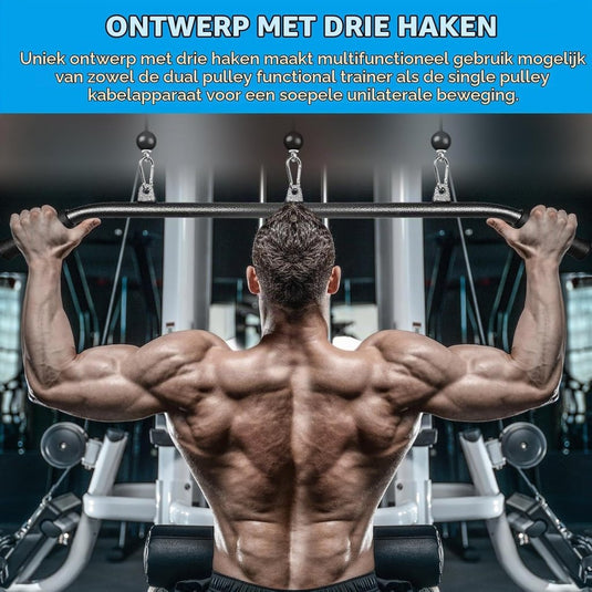 Gebogen lat pulldown bar met EVA handgrepen tot 136 kg – kabelstang – fitness accessoire - happygetfit.com