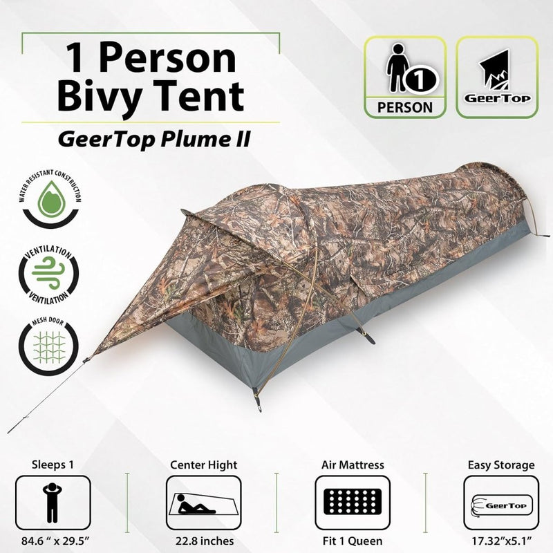 Load image into Gallery viewer, GEERTOP Ultralight 1-persoons waterdichte bivy tent, groen, outdoor slaapzak, camping bivvy bag deken herbruikbaar voor outdoor camping wandelen - happygetfit.com
