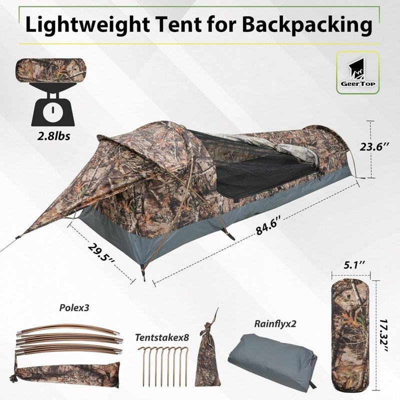 Load image into Gallery viewer, GEERTOP Ultralight 1-persoons waterdichte bivy tent, groen, outdoor slaapzak, camping bivvy bag deken herbruikbaar voor outdoor camping wandelen - happygetfit.com
