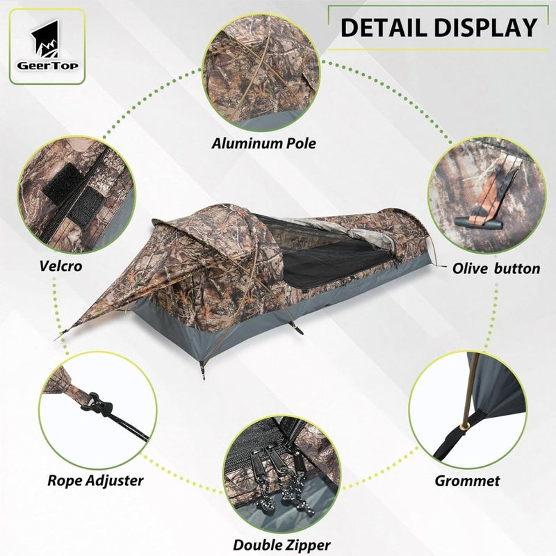 Load image into Gallery viewer, GEERTOP Ultralight 1-persoons waterdichte bivy tent, groen, outdoor slaapzak, camping bivvy bag deken herbruikbaar voor outdoor camping wandelen - happygetfit.com
