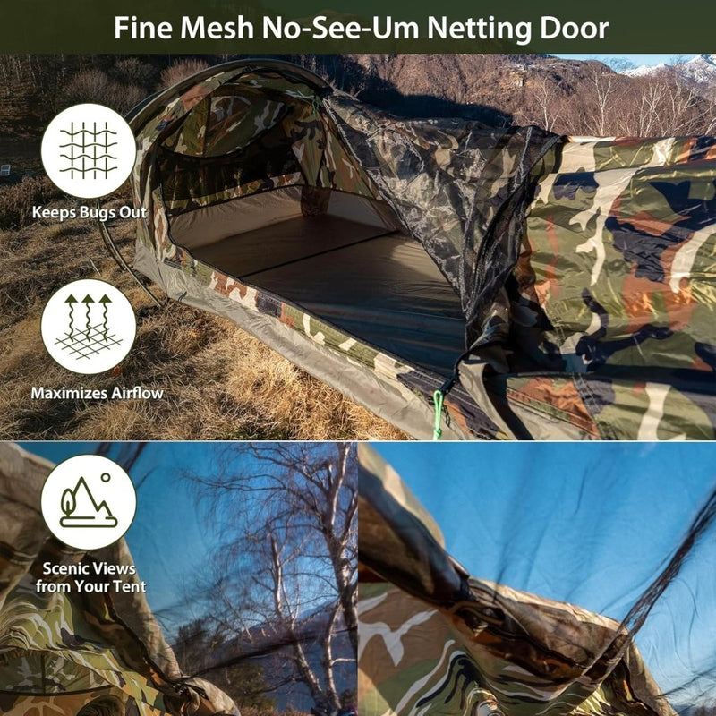Laad afbeelding in Galerijviewer, GEERTOP Ultralight Single Person Bivy Tent for Camp Waterproof 1 Man Tent for Camping Hiking Backpacking Hunting Outdoor Survival Gear - Easy Set Up - happygetfit.com
