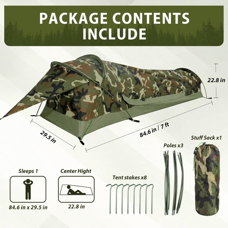 Laad afbeelding in Galerijviewer, GEERTOP Ultralight Single Person Bivy Tent for Camp Waterproof 1 Man Tent for Camping Hiking Backpacking Hunting Outdoor Survival Gear - Easy Set Up - happygetfit.com
