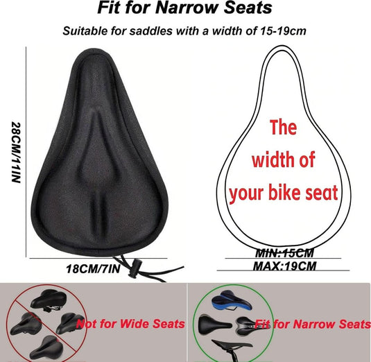 Gel fietszadelhoes zwart 28 x 18 cm voor smalle zadels - happygetfit.com