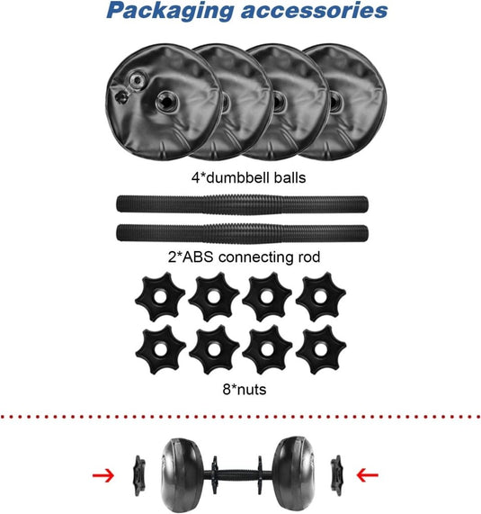gewichten set 6/8/16kg 2 in 1 halters verstelbaar, halterset fitness, Water Dumbbells, travel dumbebll - happygetfit.com