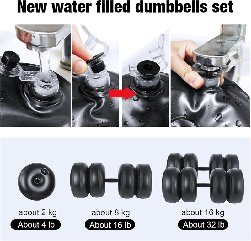Laad afbeelding in Galerijviewer, gewichten set 6/8/16kg 2 in 1 halters verstelbaar, halterset fitness, Water Dumbbells, travel dumbebll - happygetfit.com
