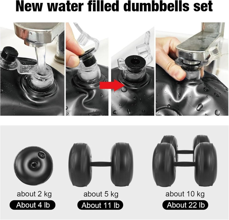 Laad afbeelding in Galerijviewer, gewichten set 6/8/16kg 2 in 1 halters verstelbaar, halterset fitness, Water Dumbbells, travel dumbebll - happygetfit.com
