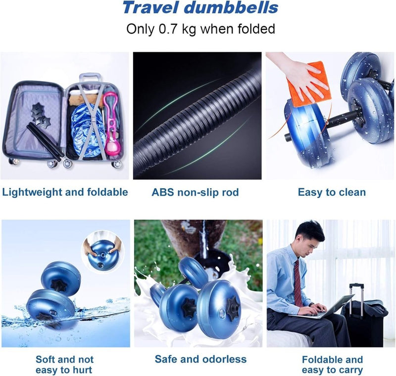 Laad afbeelding in Galerijviewer, gewichten set 6/8/16kg 2 in 1 halters verstelbaar, halterset fitness, Water Dumbbells, travel dumbebll - happygetfit.com
