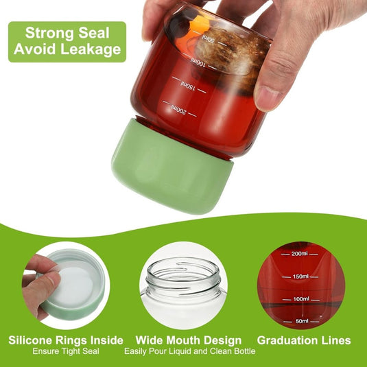 Glazen drinkflessen 300 ml met lekvrije schroefdop – sapflessen – drinkflessen voor onderweg - happygetfit.com