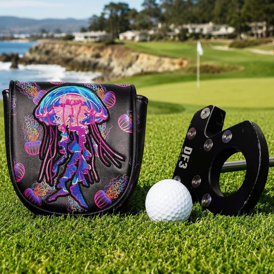 Golf club headcover met kleurrijke kwallenborduring voor driver, fairway wood en hybrid – golf headcover – clubbeschermer - happygetfit.com