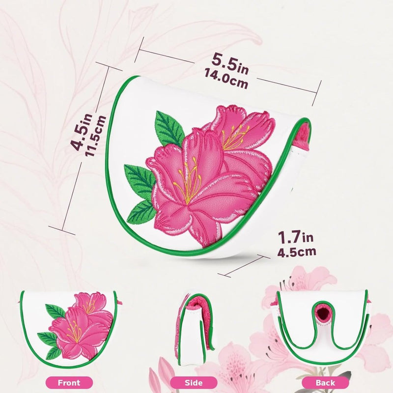 Chargez l'image dans la visionneuse de la galerie, Golf putter beschermhoes met bloemenborduurwerk en magneetsluiting voor hamerputters – mallet headcover – golfuitrusting - happygetfit.com
