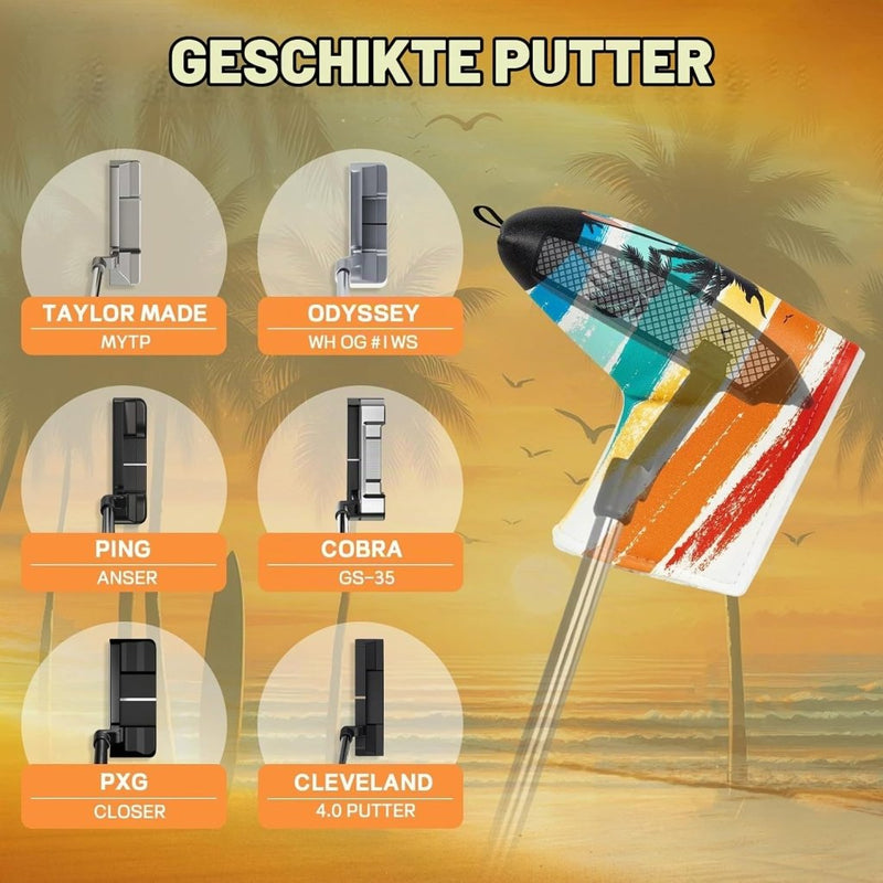 Laden Sie das Bild in Galerie -Viewer, Golf putter beschermhoes met magnetische sluiting 16,8 x 13 cm van kunstleer – putter headcover – golfclub bescherming - happygetfit.com
