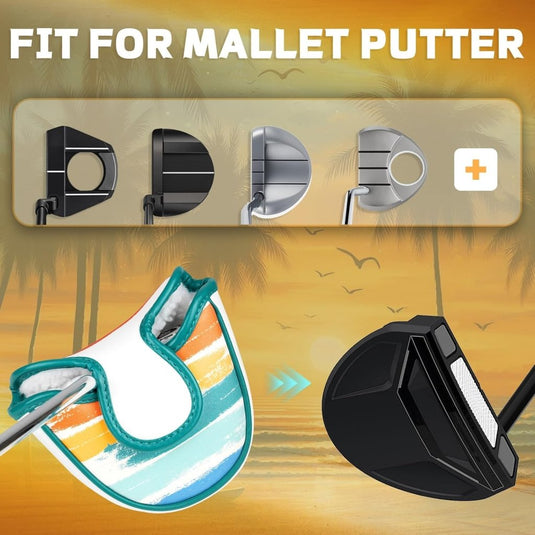 Golf putter beschermhoes met magnetische sluiting 16,8 x 13 cm van kunstleer – putter headcover – golfclub bescherming - happygetfit.com