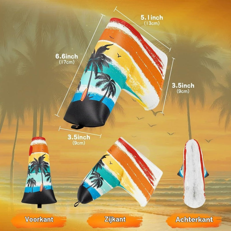 Laden Sie das Bild in Galerie -Viewer, Golf putter beschermhoes met magnetische sluiting 16,8 x 13 cm van kunstleer – putter headcover – golfclub bescherming - happygetfit.com

