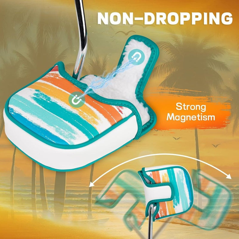 Chargez l'image dans la visionneuse de la galerie, Golf putter beschermhoes van kunstleer met magnetische sluiting voor half mallet putters – puttercover – golfclubhoes - happygetfit.com
