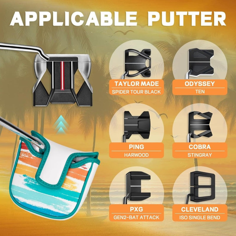 Chargez l'image dans la visionneuse de la galerie, Golf putter beschermhoes van kunstleer met magnetische sluiting voor half mallet putters – puttercover – golfclubhoes - happygetfit.com
