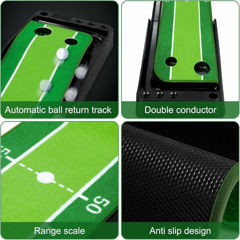 Load image into Gallery viewer, Golf Putting Trainer (3 ballen gratis), Golfmat met Retourbaan en Automatische Functie Oefen Binnen en Buiten voor Beginners en Amateur - happygetfit.com
