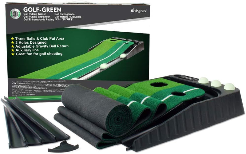 Load image into Gallery viewer, Golf Putting Trainer (3 ballen gratis), Golfmat met Retourbaan en Automatische Functie Oefen Binnen en Buiten voor Beginners en Amateur - happygetfit.com
