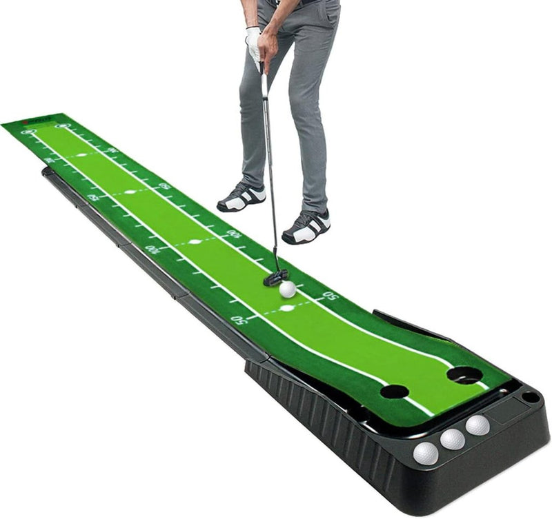 Load image into Gallery viewer, Golf Putting Trainer (3 ballen gratis), Golfmat met Retourbaan en Automatische Functie Oefen Binnen en Buiten voor Beginners en Amateur - happygetfit.com
