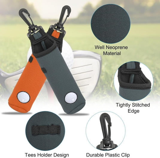 Golfbal houder van neopreen voor 3 ballen en 3 tees lichtroze – golfbal draagtas – golf accessoires - happygetfit.com