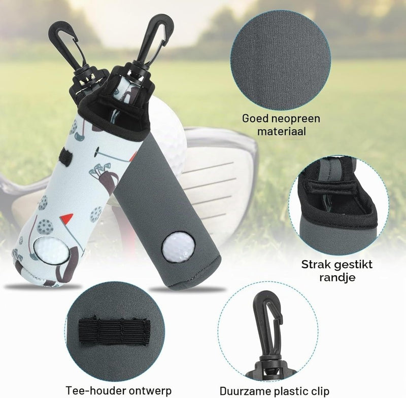 Load image into Gallery viewer, Golfbal tasje met clip voor 3 ballen &amp; tees - Neopreen golf bal houder - Golf accessoires tas - happygetfit.com
