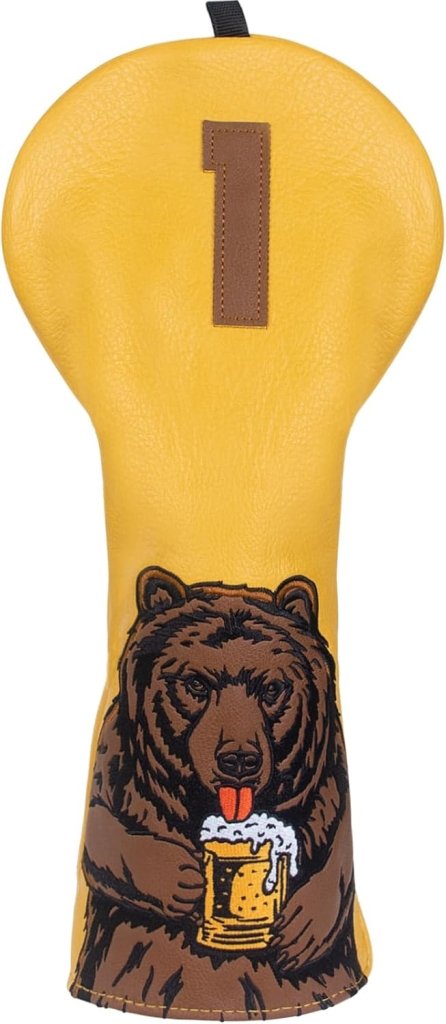 Chargez l'image dans la visionneuse de la galerie, Golfclub beschermhoes met bierdrinkende beer borduurwerk voor drivers tot 460cc – driver headcover – golfartikelen - happygetfit.com

