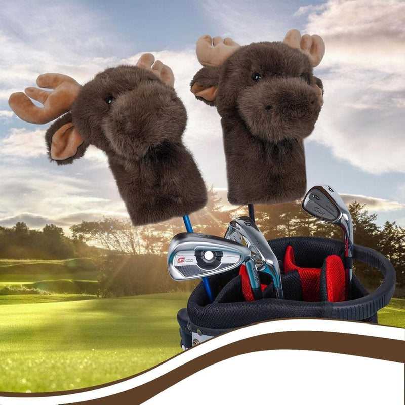 Załaduj obraz do przeglądarki galerii, Golfclub beschermhoes met pluche elandontwerp voor 460cc drivers – dierenhoes – golfclubaccessoires - happygetfit.com

