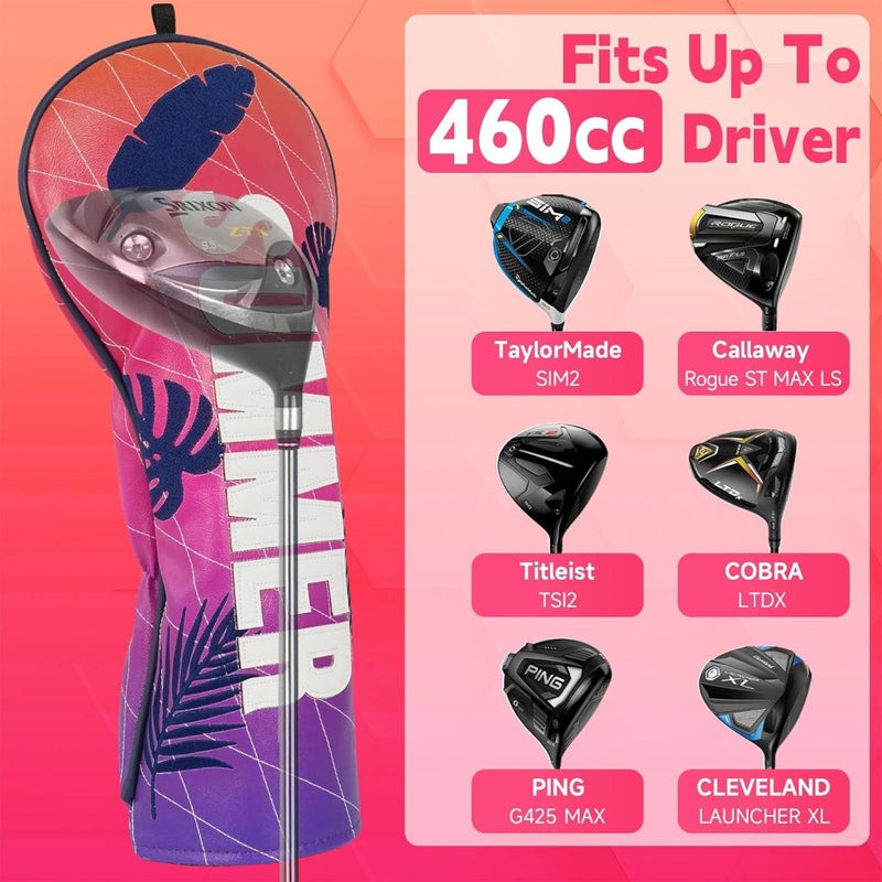Chargez l'image dans la visionneuse de la galerie, Golfclub beschermhoes met zomers borduurwerk van kunstleer voor 460cc drivers – driverhoes – golfbenodigdheden - happygetfit.com
