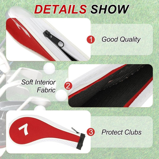 Golfclub beschermhoezen 12 stuks 13 x 7 cm van neopreen – golfijzer bescherming – clubhead covers - happygetfit.com