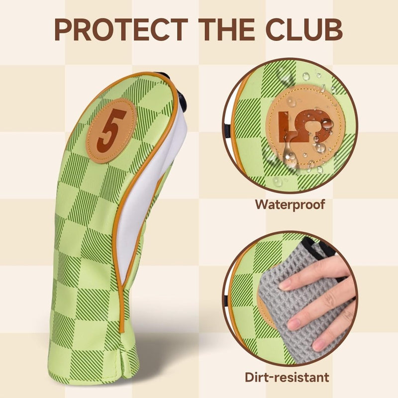 Chargez l'image dans la visionneuse de la galerie, Golfclub beschermhoezen 4 stuks met dambordpatroon van kunstleer voor driver fairway en hybrid – golfcovers – clubhoezen - happygetfit.com
