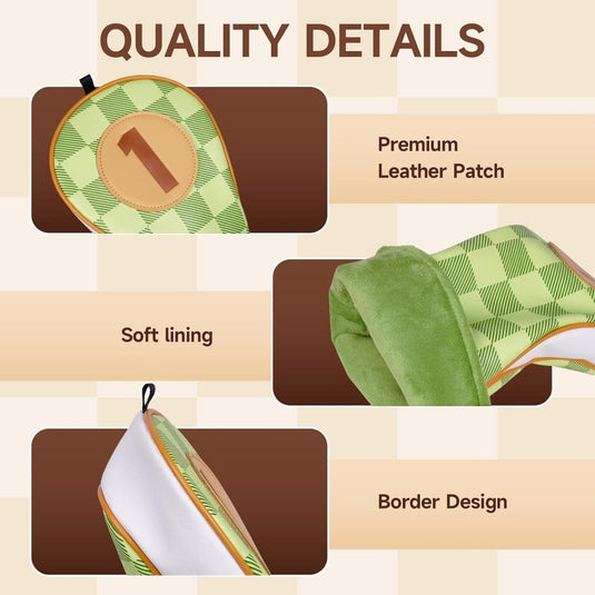 Golfclub beschermhoezen 4 stuks met dambordpatroon van kunstleer voor driver fairway en hybrid – golfcovers – clubhoezen - happygetfit.com