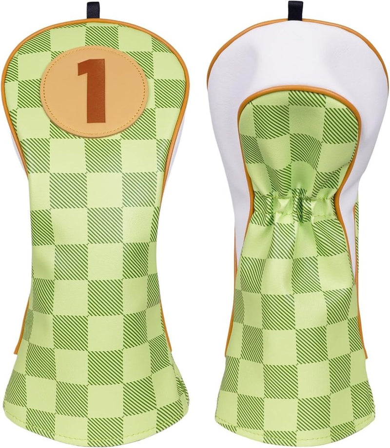 Chargez l'image dans la visionneuse de la galerie, Golfclub beschermhoezen 4 stuks met dambordpatroon van kunstleer voor driver fairway en hybrid – golfcovers – clubhoezen - happygetfit.com
