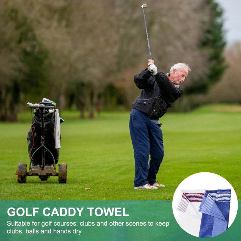 Chargez l'image dans la visionneuse de la galerie, Golfhanddoek 112 x 56 cm van katoen wit-zwart – absorberende caddy handdoek – golf accessoires - happygetfit.com
