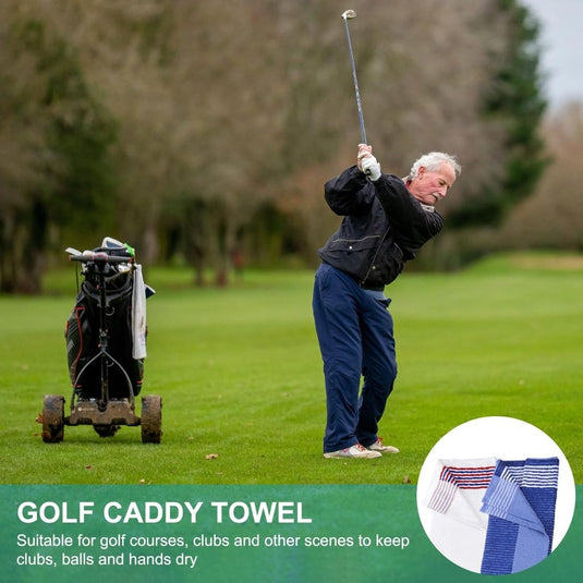 Golfhanddoek 112 x 56 cm van katoen wit-zwart – absorberende caddy handdoek – golf accessoires - happygetfit.com