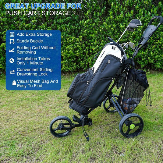 Golfkar opbergtas van stevig polyester met gaas en verstelbare bevestigingsriemen – golfkar organizer – golfopslag - happygetfit.com